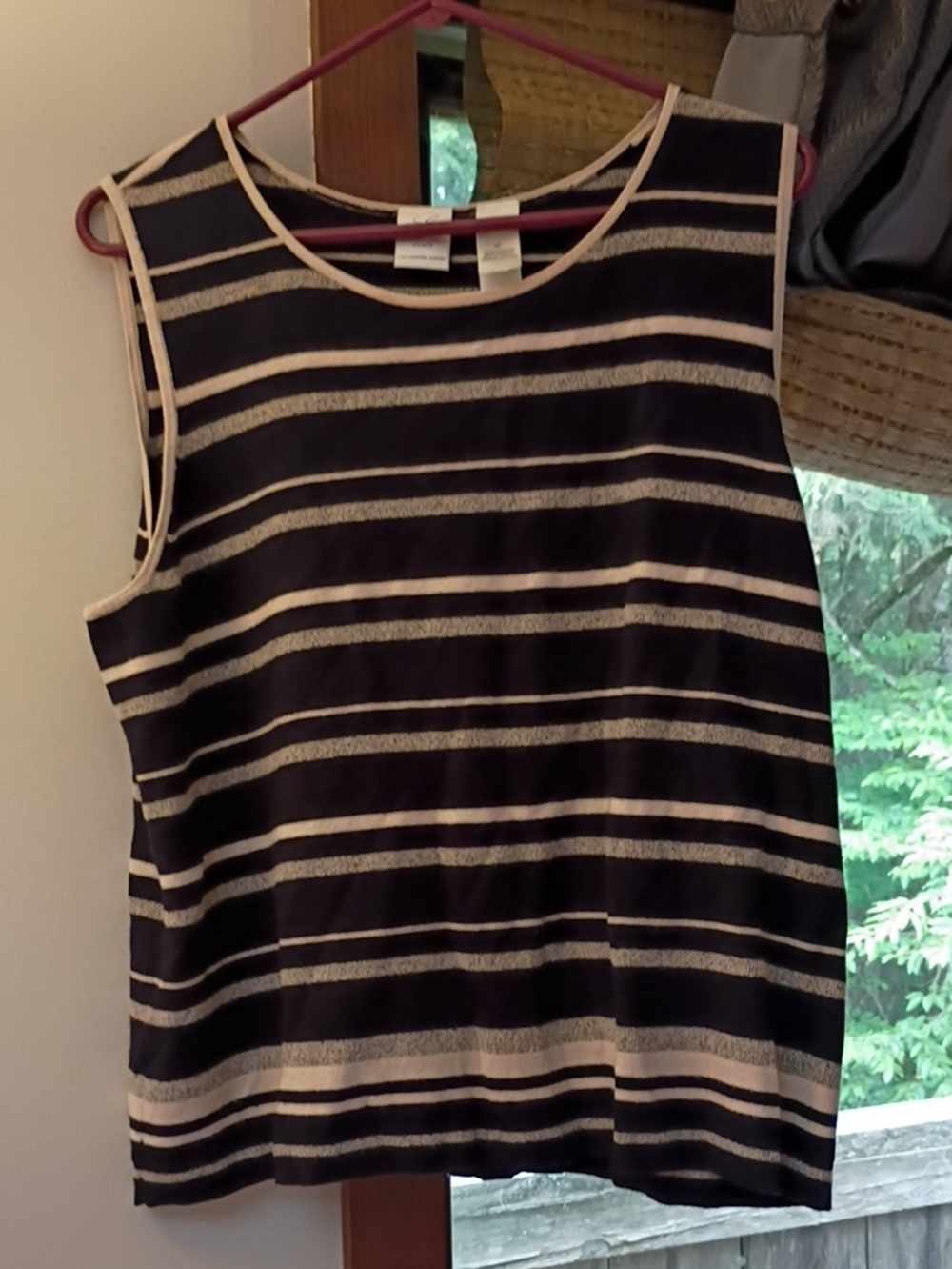 Emma James Black Navy and Cream Striped Tank Top